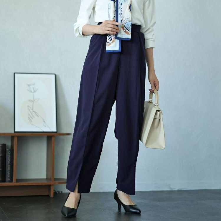 大きいサイズ レディース センタースリットテーパードパンツ　mncut-142543