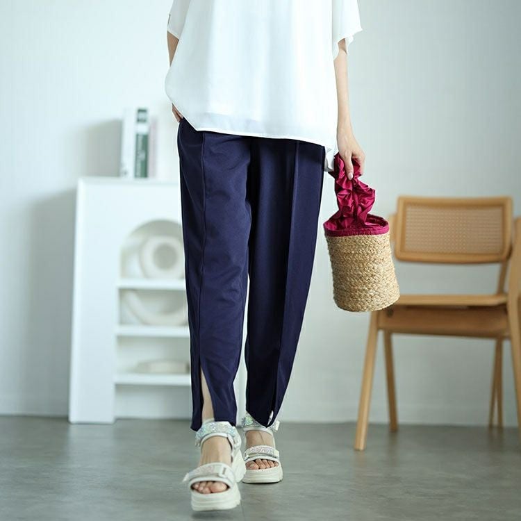 大きいサイズ レディース センタースリットテーパードパンツ　mncut-142543