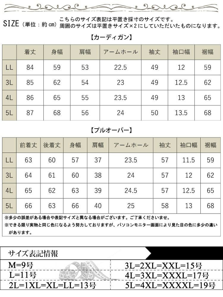 大きいサイズ レディース パールボタンロングトッパーカーディガン＆ブラウス2点セット　mncut-142542