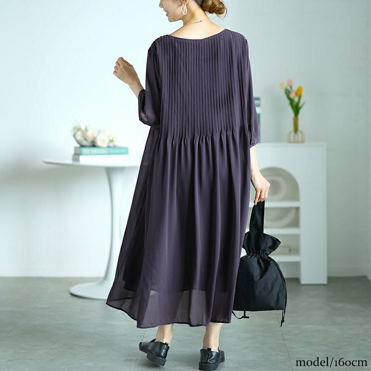 大きいサイズ レディース プリーツフレアワンピース　goldy-1552