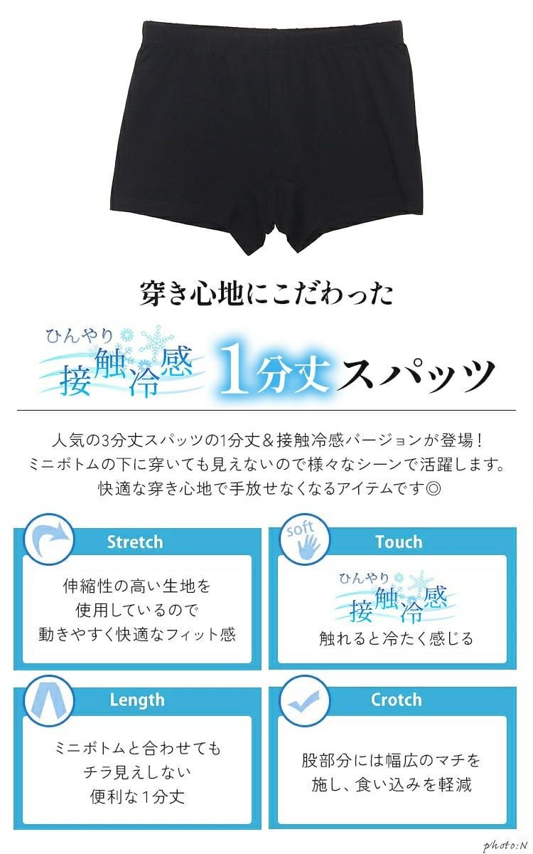 大きいサイズ レディース 接触冷感1分丈スパッツ　sw-0689 【メール便可】