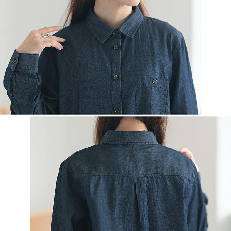 大きいサイズ レディース コットンデニムシャツ　cpdai-640539