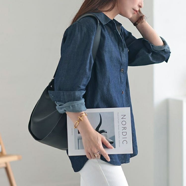 大きいサイズ レディース コットンデニムシャツ　cpdai-640539