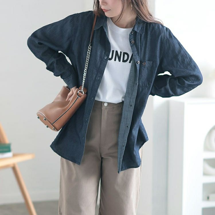 大きいサイズ レディース コットンデニムシャツ　cpdai-640539