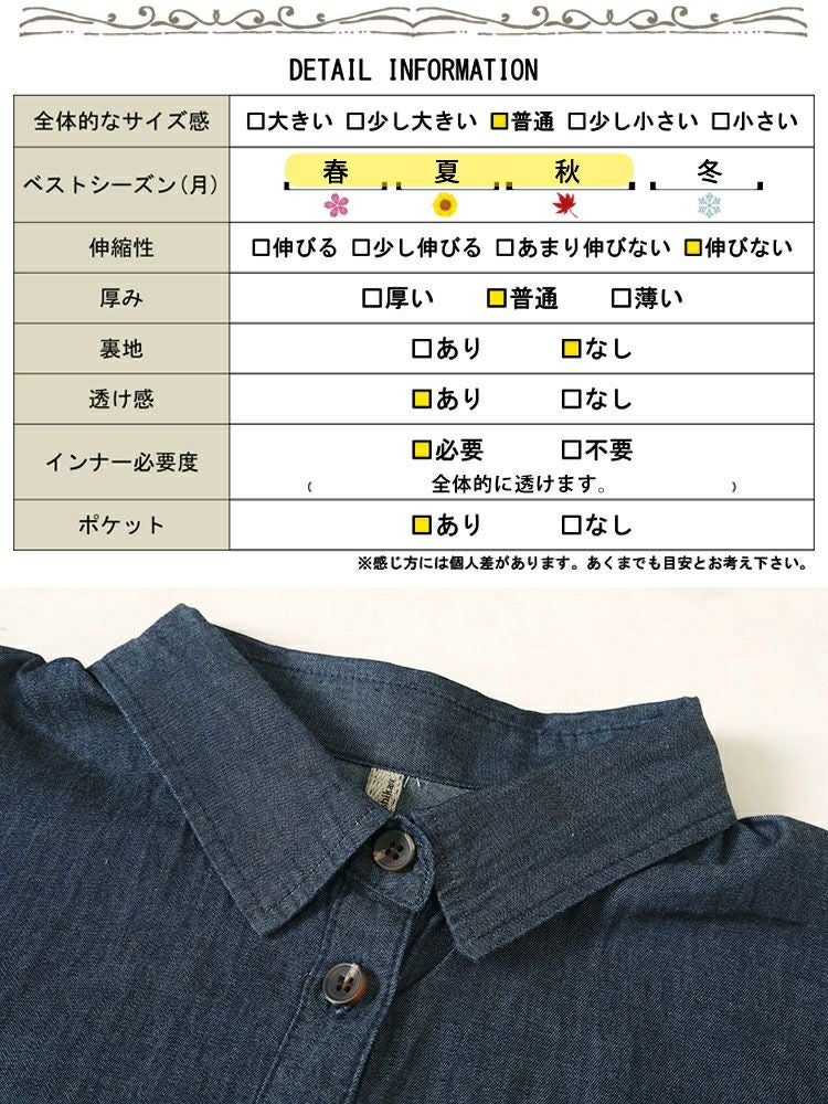 大きいサイズ レディース コットンデニムシャツ　cpdai-640539