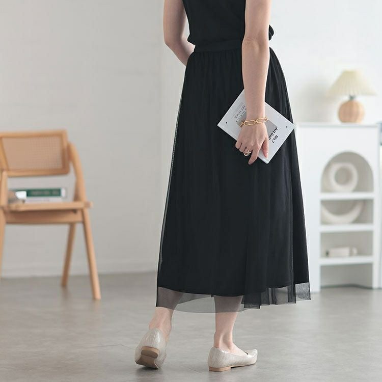 大きいサイズ レディース チュールギャザースカート　cpdai-640527