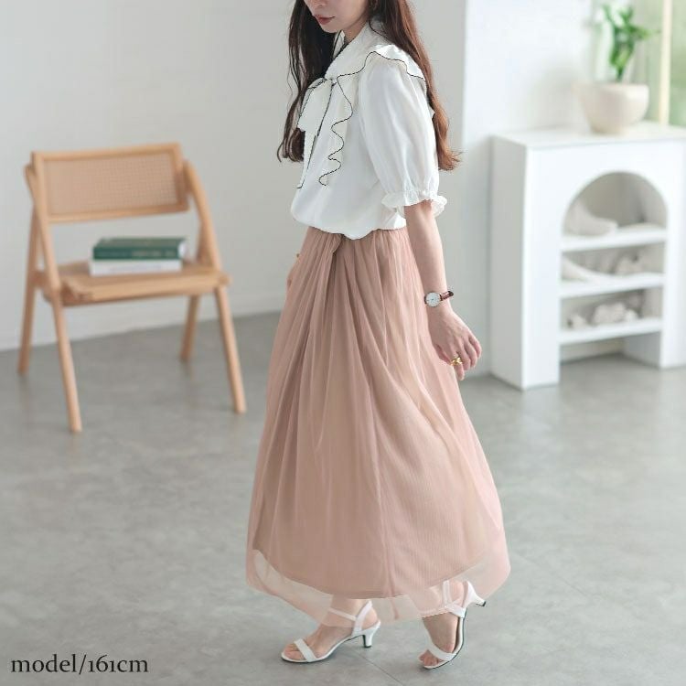 大きいサイズ レディース チュールギャザースカート　cpdai-640527