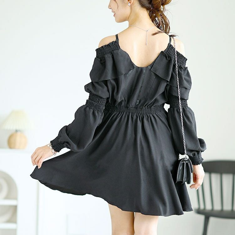 大きいサイズ レディース レースアップオフショルワンピース　goldy-1560