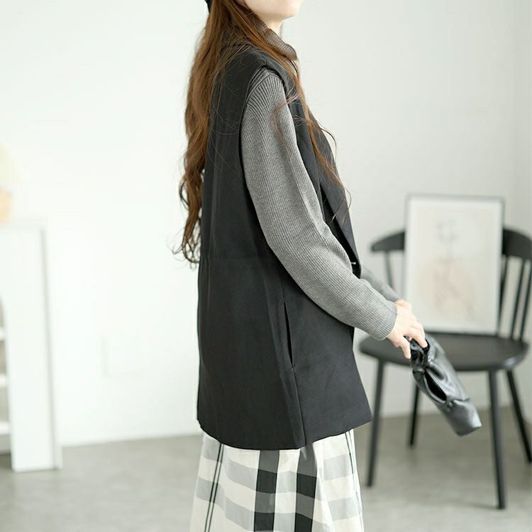 大きいサイズ レディース ドロストテーラードベスト　goldy-1559