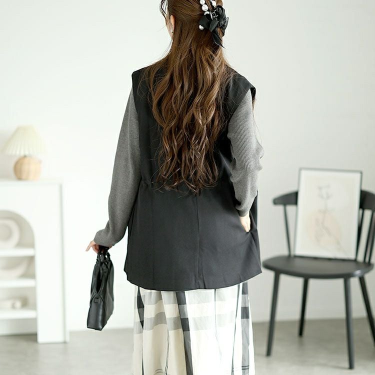 大きいサイズ レディース ドロストテーラードベスト　goldy-1559