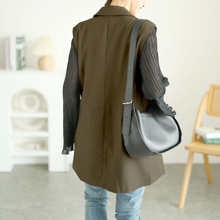 大きいサイズ レディース ドロストテーラードベスト　goldy-1559