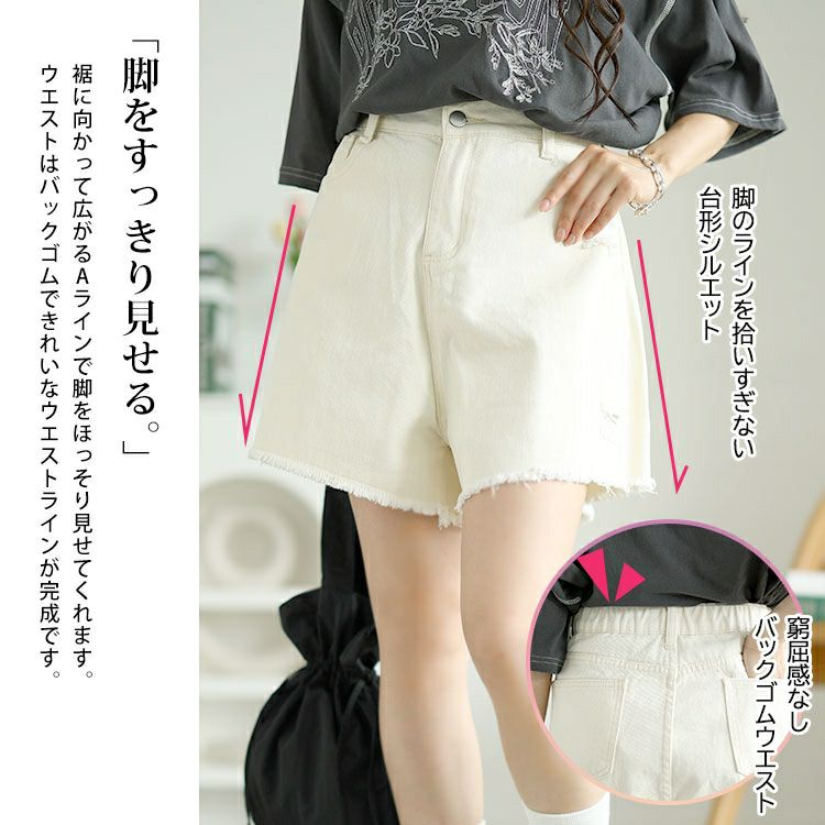 大きいサイズ レディース カットオフデニムショートパンツ　goldy-1557 【メール便可】