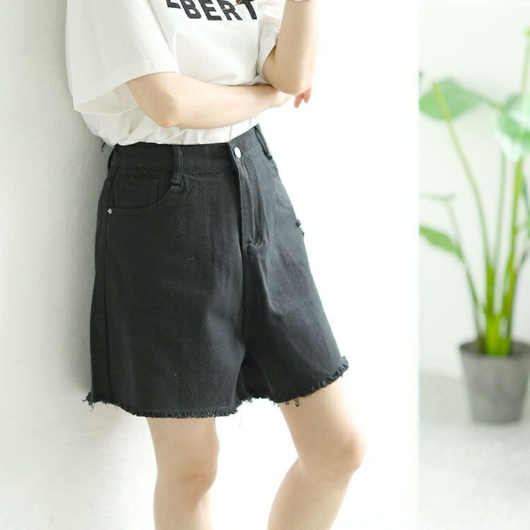 大きいサイズ レディース カットオフデニムショートパンツ　goldy-1557 【メール便可】