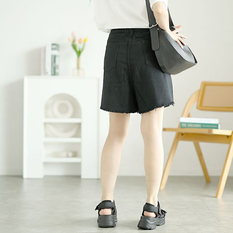 大きいサイズ レディース カットオフデニムショートパンツ　goldy-1557 【メール便可】