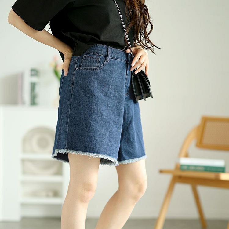 大きいサイズ レディース カットオフデニムショートパンツ　goldy-1557 【メール便可】