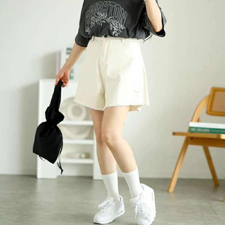 大きいサイズ レディース カットオフデニムショートパンツ　goldy-1557 【メール便可】