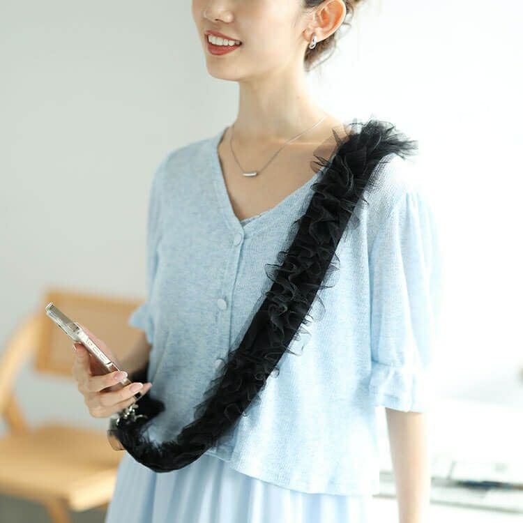 大きいサイズ レディース ワイドレーススマホストラップ＆バッグショルダー　art-al002 【メール便可】