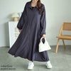 大きいサイズ レディース 楊柳ウエストドロストシャツワンピース　fem-515 グレー