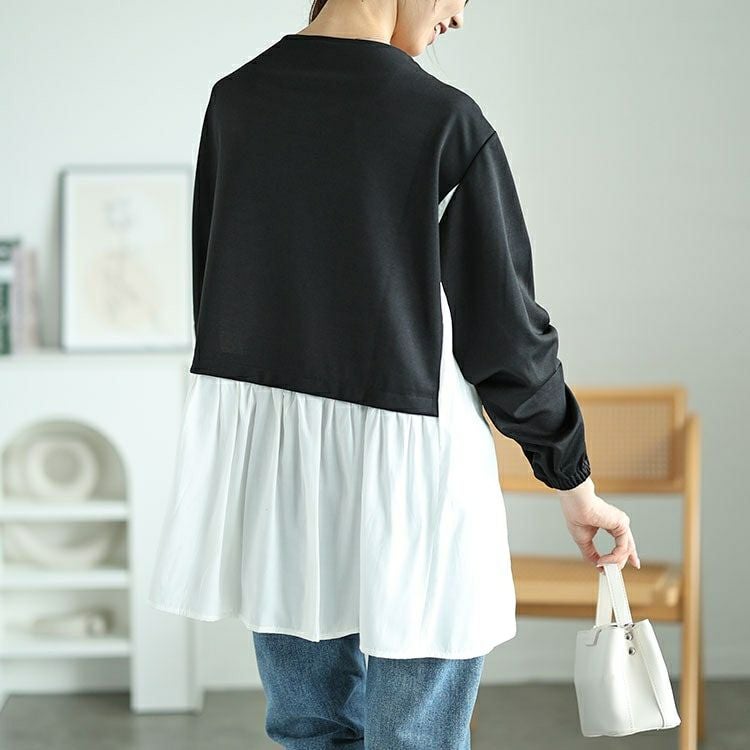 大きいサイズ レディース フロントドロストフェイクレイヤードチュニック　fem-513