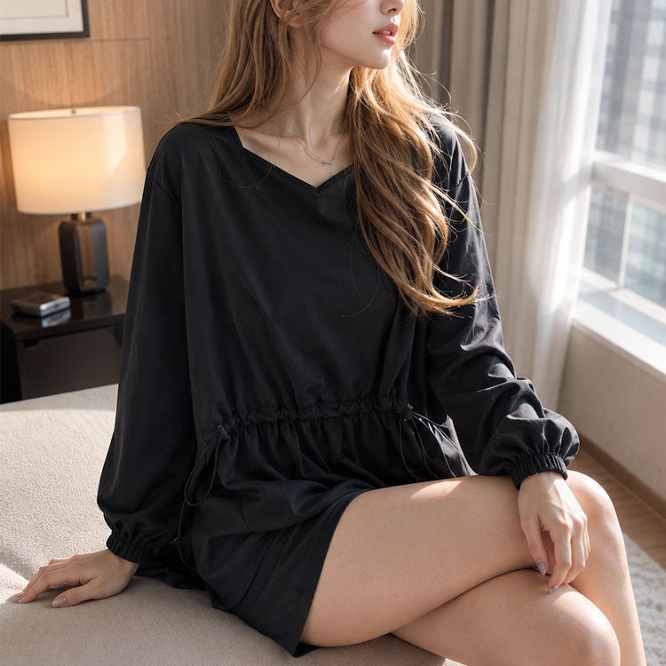 大きいサイズ レディース フロントドロストフェイクレイヤードチュニック　fem-513