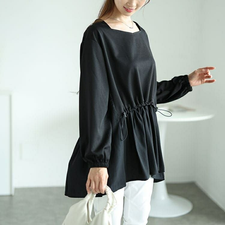大きいサイズ レディース フロントドロストフェイクレイヤードチュニック　fem-513