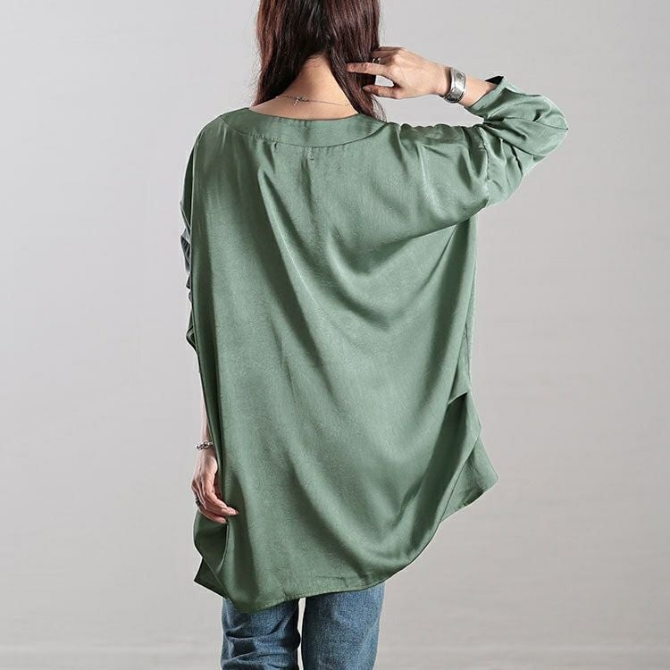 大きいサイズ レディース Vネックサイドタックドルマンチュニック　fem-519 【メール便可】