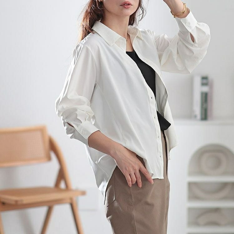 大きいサイズ レディース レギュラーカラーシャツ　fem-507 【メール便可】