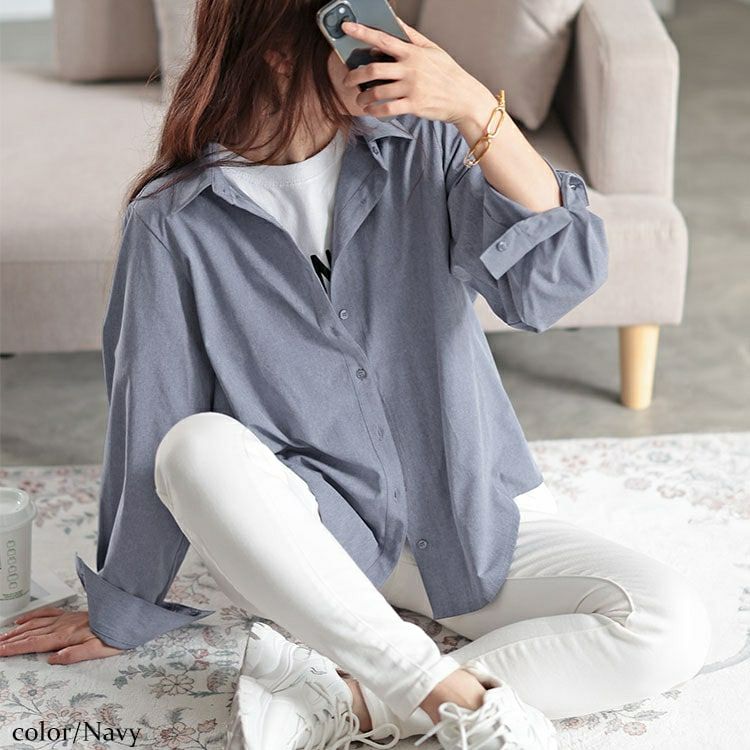 大きいサイズ レディース レギュラーカラーシャツ　fem-507 【メール便可】