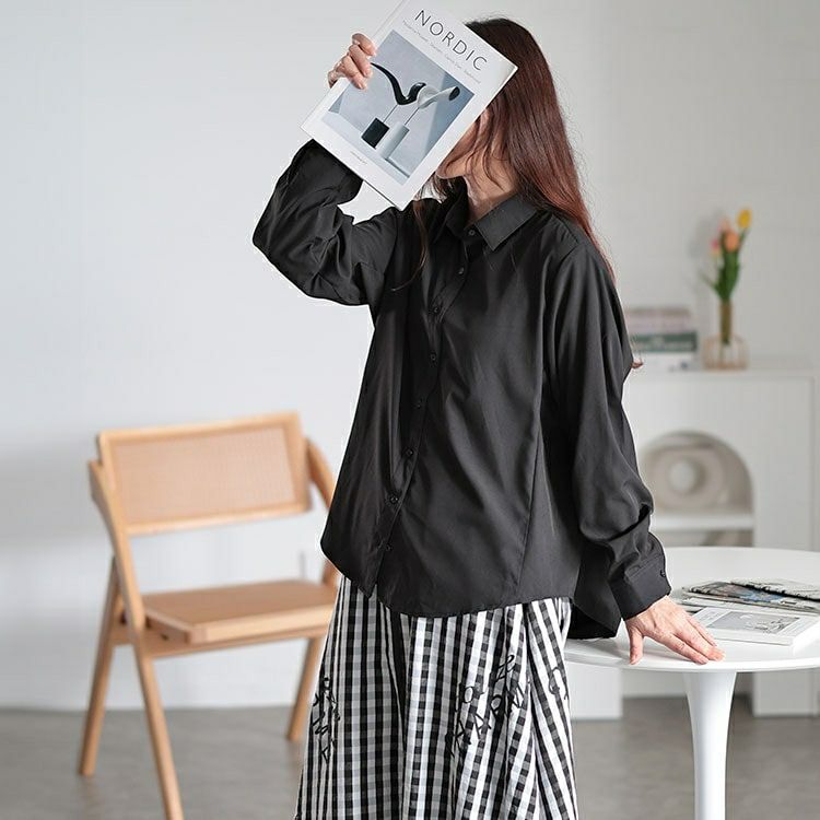 大きいサイズ レディース レギュラーカラーシャツ　fem-507 【メール便可】