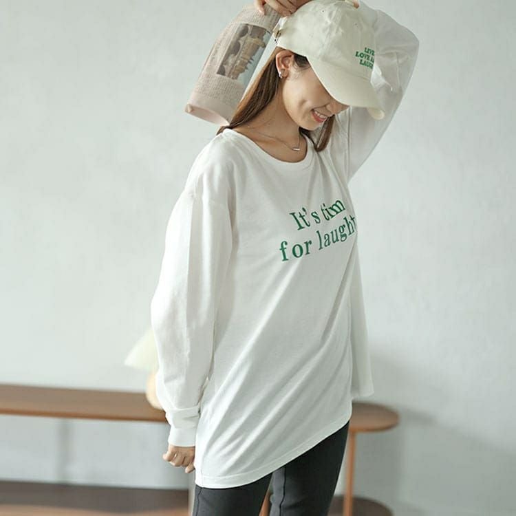 大きいサイズ レディース ロゴプリントロンT　fem-506