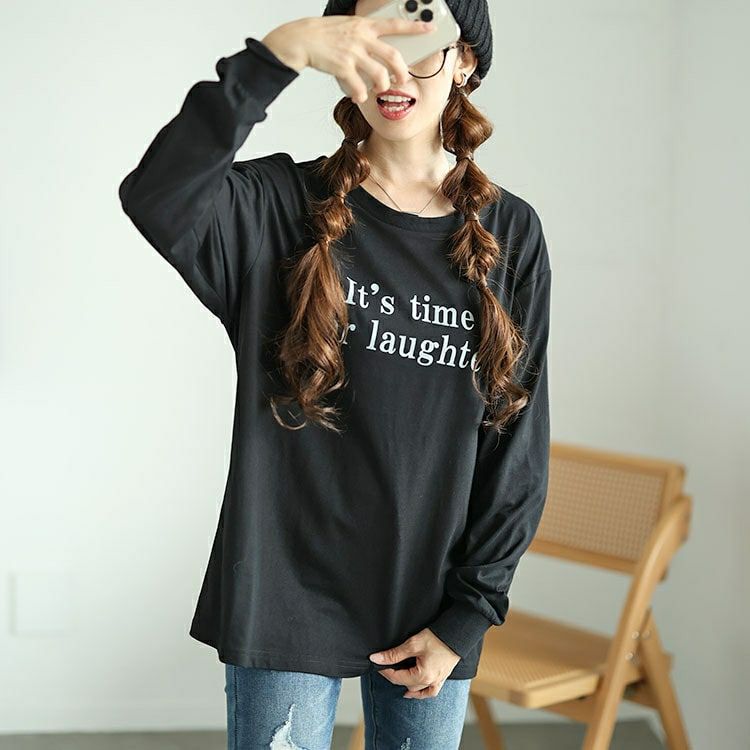 大きいサイズ レディース ロゴプリントロンT　fem-506