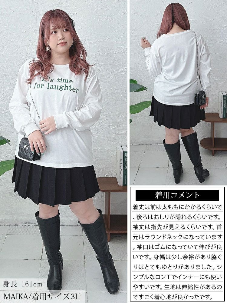 大きいサイズ レディース ロゴプリントロンT　fem-506