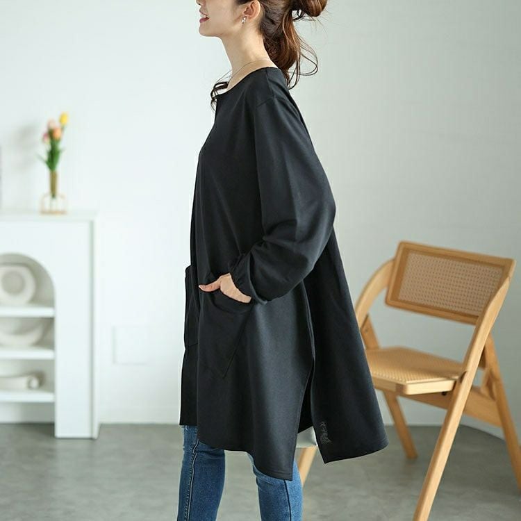 大きいサイズ レディース キーネックイレヘムチュニック　fem-509