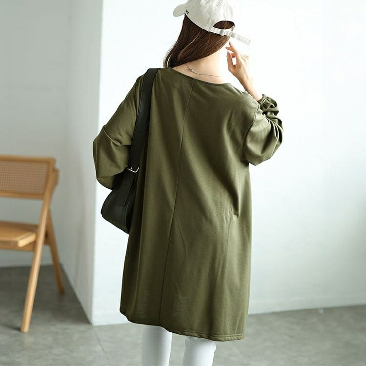 大きいサイズ レディース キーネックイレヘムチュニック　fem-509