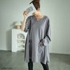 大きいサイズ レディース キーネックイレヘムチュニック　fem-509 杢グレー