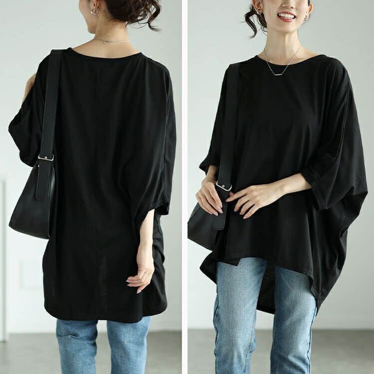 大きいサイズ レディース テールカットワイドドルマンプルオーバー　cast-5546018 【メール便可】