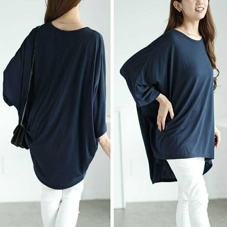 大きいサイズ レディース テールカットワイドドルマンプルオーバー　cast-5546018 【メール便可】