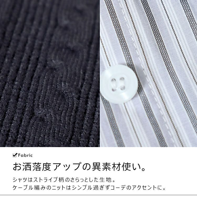 大きいサイズ レディース シャツドッキングカレッジ風ニット　goldy-1571