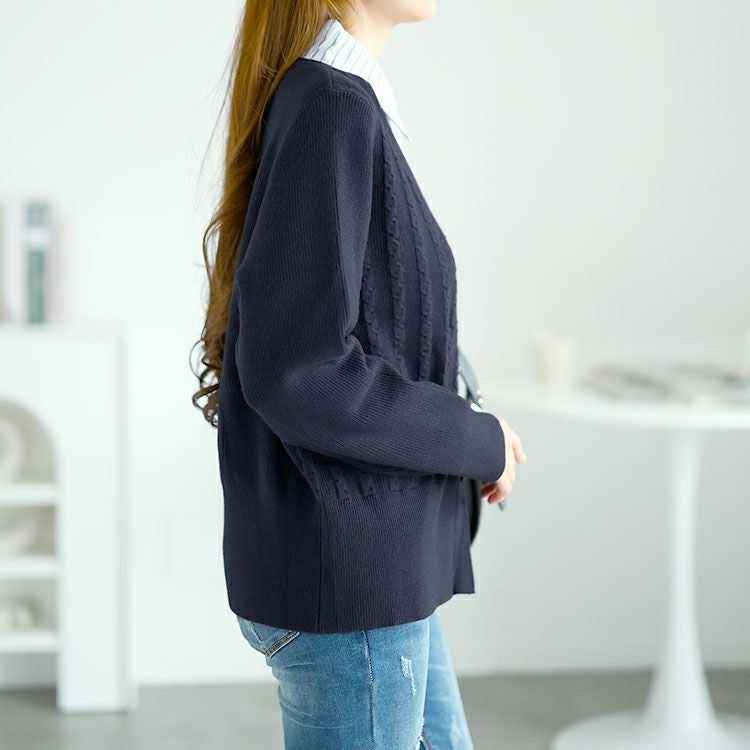 大きいサイズ レディース シャツドッキングカレッジ風ニット　goldy-1571