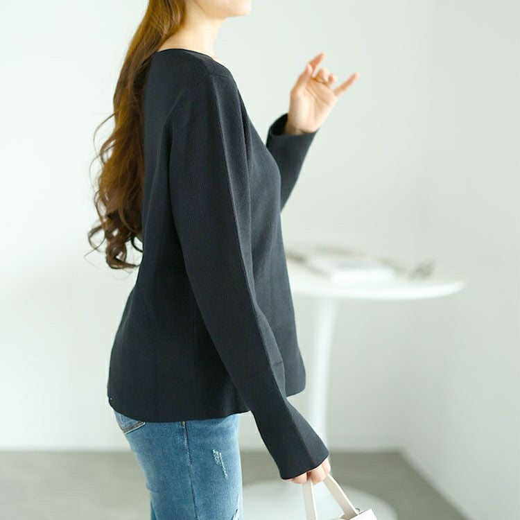 大きいサイズ レディース スクエアネックニットプルオーバー　goldy-1570