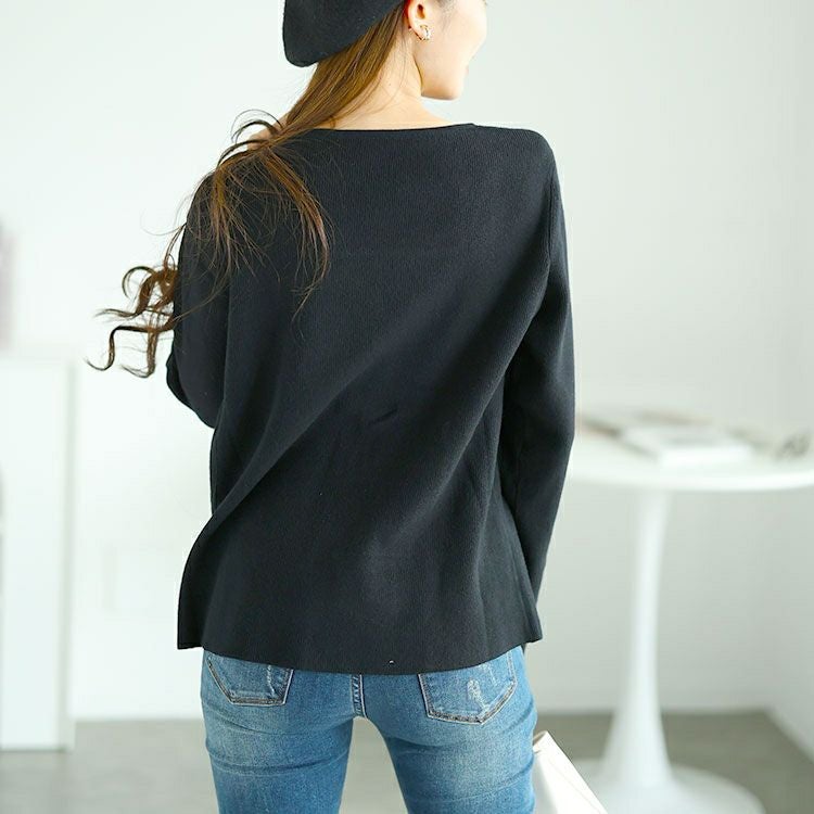 大きいサイズ レディース スクエアネックニットプルオーバー　goldy-1570