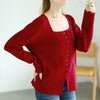 大きいサイズ レディース スクエアネックニットプルオーバー　goldy-1570 レッド