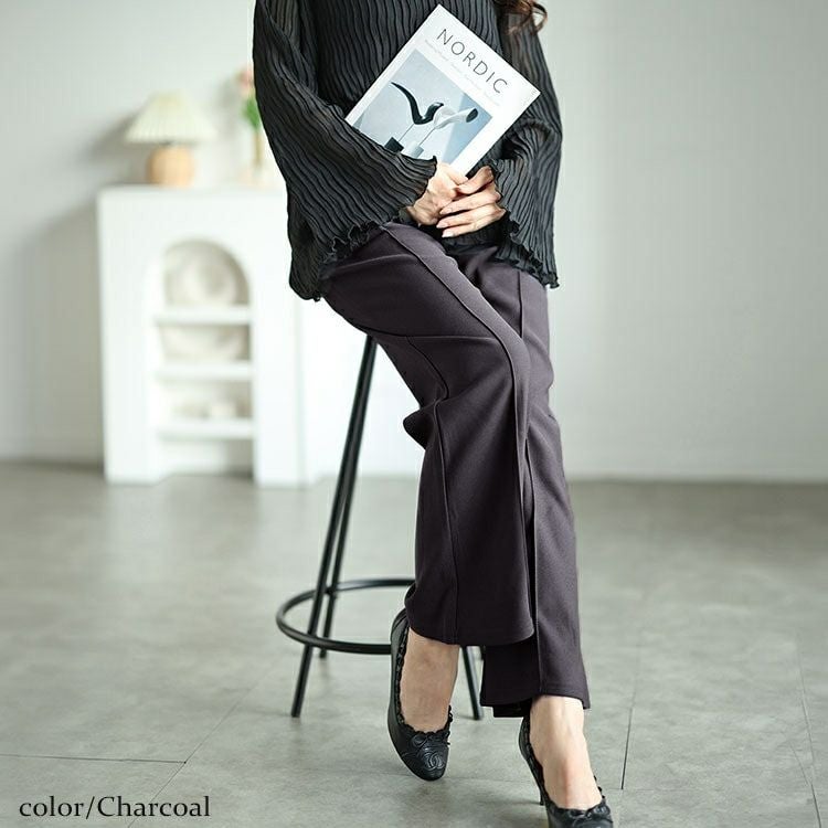 大きいサイズ レディース センターシームフレアパンツ　kt-151