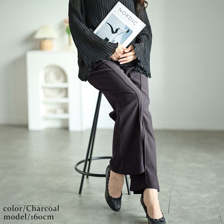 大きいサイズ レディース センターシームフレアパンツ　kt-151