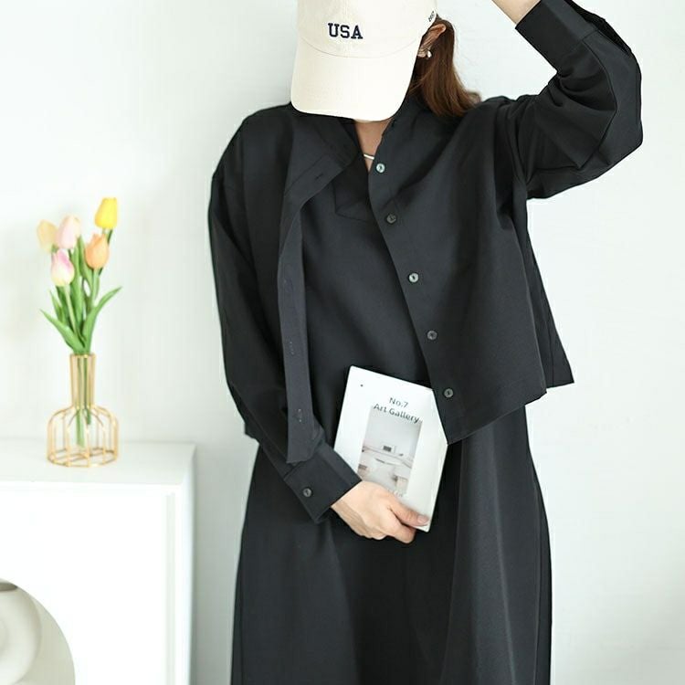 大きいサイズ レディース キーネックフレンチスリーブワンピース＆ショート丈ジャケット2点セット　maru-30061