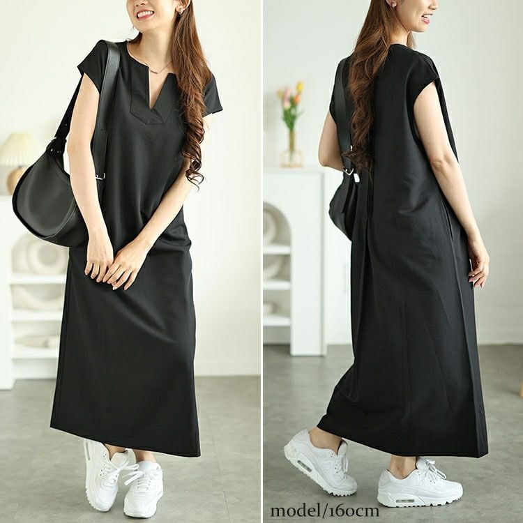 大きいサイズ レディース キーネックフレンチスリーブワンピース＆ショート丈ジャケット2点セット　maru-30061