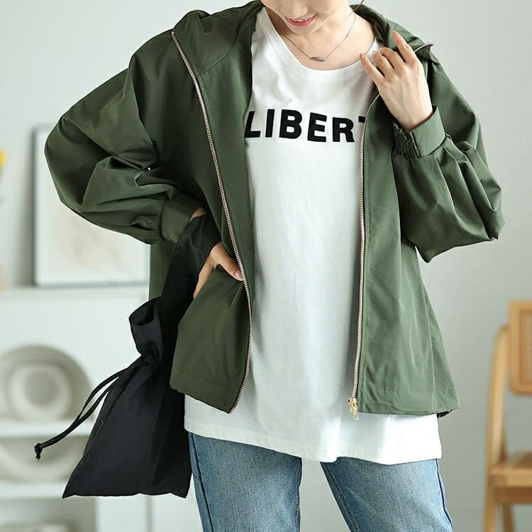 大きいサイズ レディース ボリュームスリーブマウンテンパーカー　maru-30060