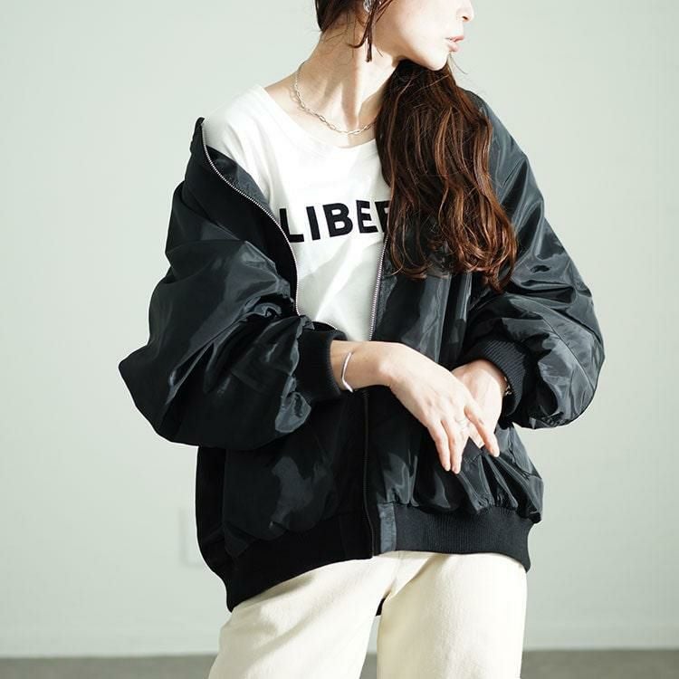 大きいサイズ レディース オーバーサイズMA-1ジャケット　sada-6916 ブラック