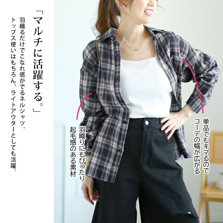 大きいサイズ レディース チェック柄ネルシャツ　goldy-1563 【メール便可】