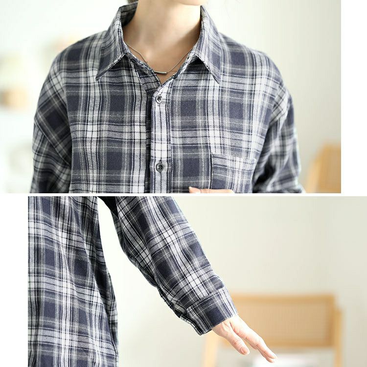 大きいサイズ レディース チェック柄ネルシャツ　goldy-1563 【メール便可】